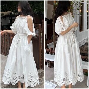 ❤️‍🔥CLEARANCE❤️‍🔥 NWOT Zimmermann White Off-Shoulder Cotton Dress, Size AU 2 = M